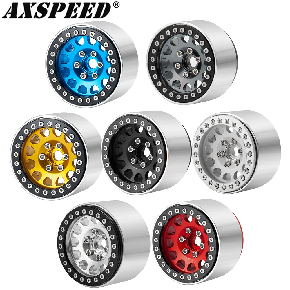 AXSPEED 4PCS 1.9" Beadlock Wheel Rim Extended 35mm Wheels Hubs for 1/10 RC Crawler Car Axial SCX10 Wraith TRX4 TRX6 D90 4WD