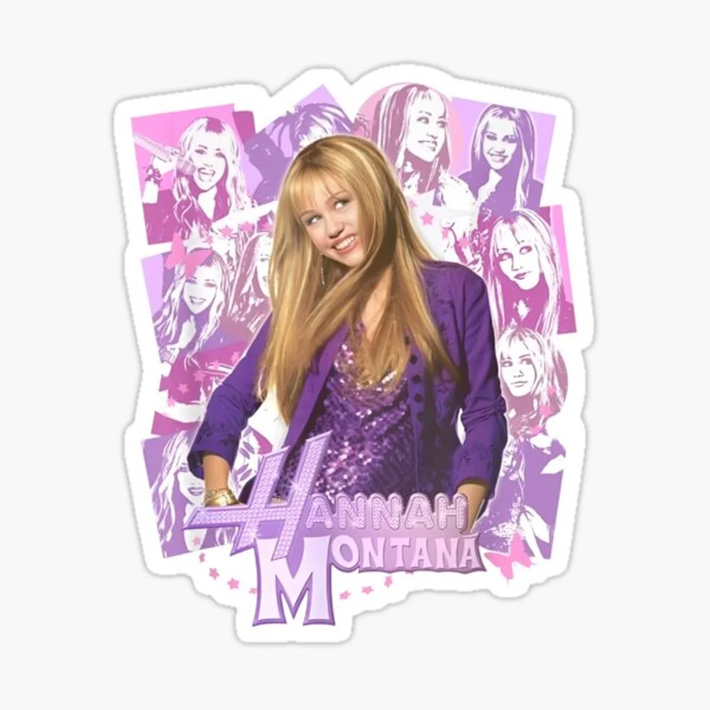 Hannah Montana Vintage Retro 2000s Bootleg Style Sticker for Laptop Decor Bedroom Car Cute Cartoon Art Fashionable Public Suitca