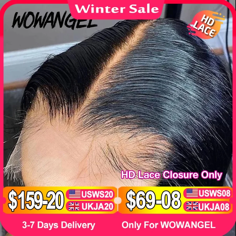 WOWANGEL 7x7/6x6/5x5 HD Lace Closure Human Hair Melt Skin Deep Part Natural Scalp Real HD Lace Closure Only Straight Virgin Hair