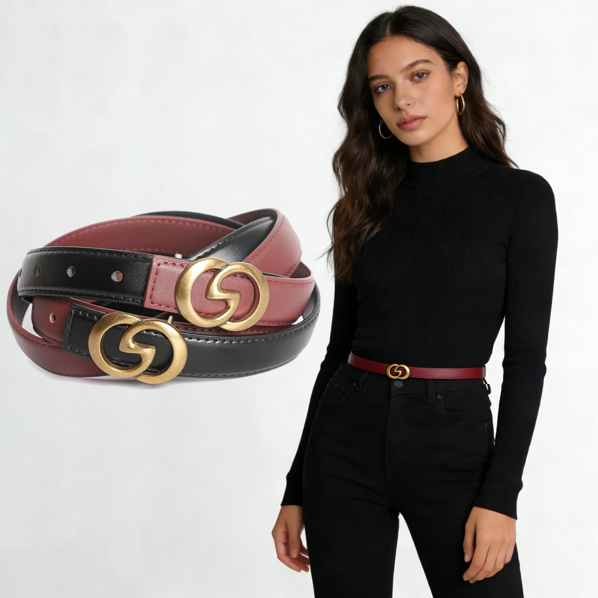 1pc/2pcs Narrow Fashion Soft Dress Waist Strap for Jeans Alloy Pin Buckle Women High Quality Leather Belt 2.3cm Width Waistband