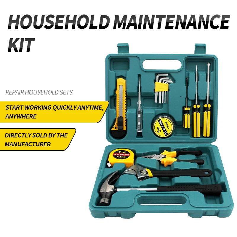 202516-Piece Hardware Tool Set Suitable for Both Home and Car Use, All in One Set! High-carbon Steel Hammer Strong and Durable