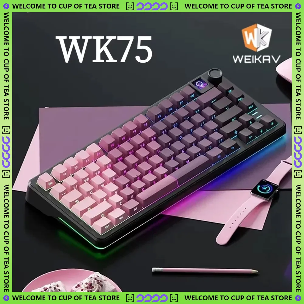 Weikav WK75 Customizable RGB Mechanical Keyboard with Hot-Swap, Wireless Tri-Mode Connectivity Gaming & E-sports Accessory Gift