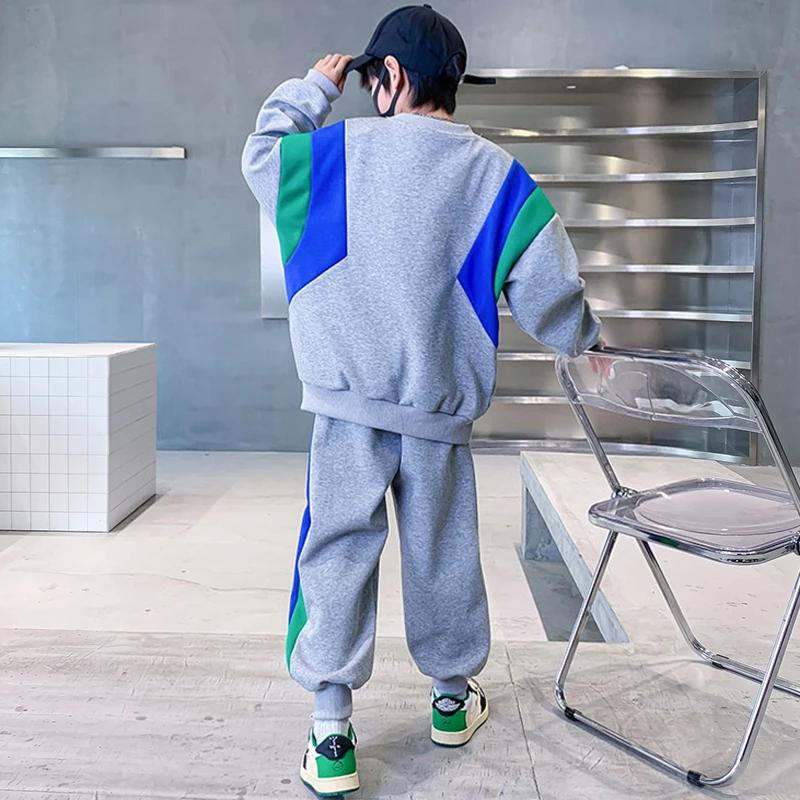 Frühling Herbst Neues Kleinkinder-Bekleidungsset, Sweatshirts mit Buchstaben-Print und Hosen, 2-teilig, für Kinder von 3-14 Jahren, Trainingsanzüge, lässige Outfits für Jungen – Detail 9