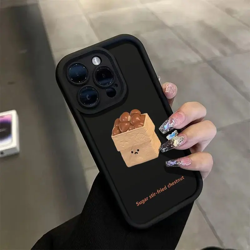 

Pattern design for sugar-coated chestnut case for iPhone 16 15 14 13 12 11 Pro/ Max/Plus shock-proof rear cover anti-fingerprint