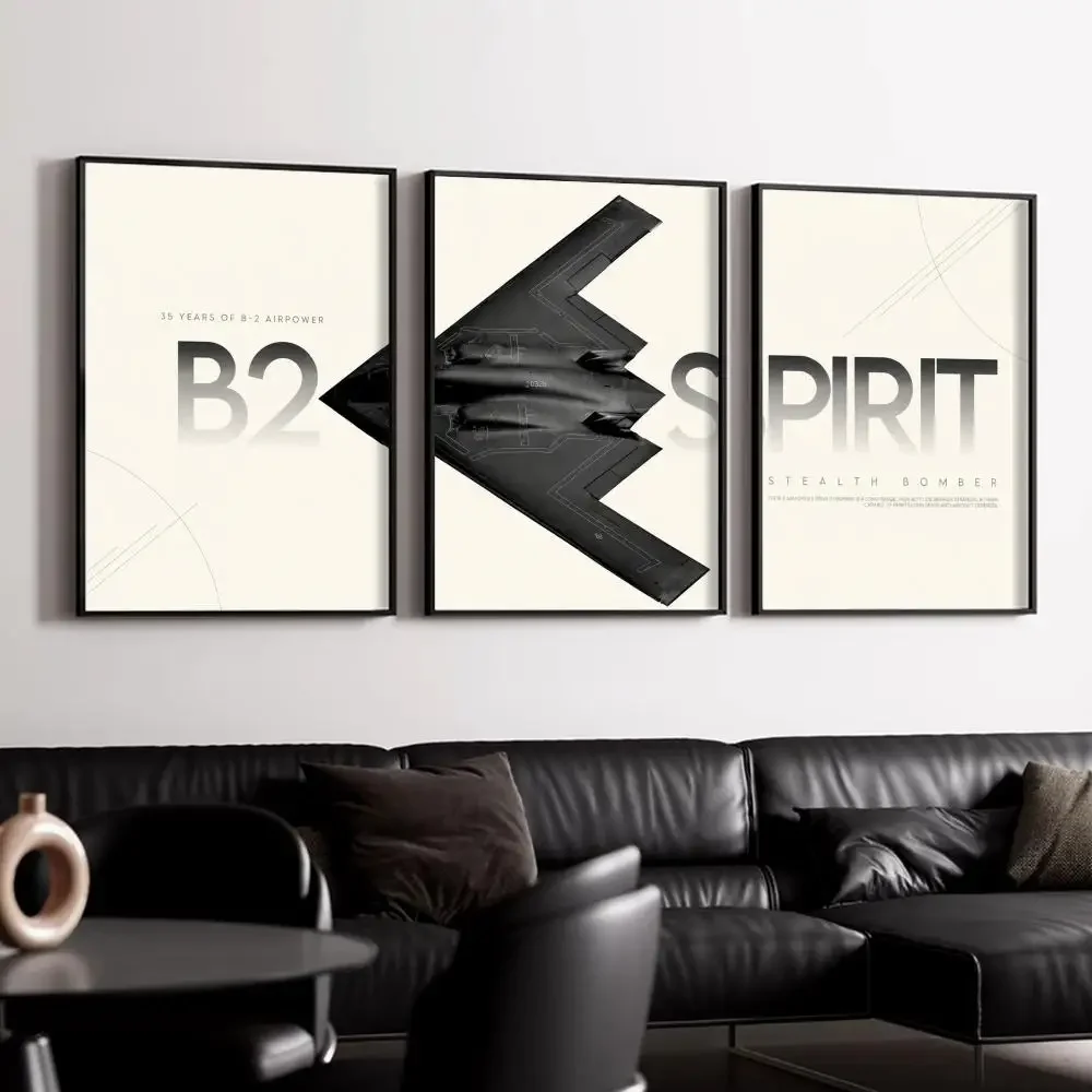 Stealth Bomber B2 Poster Decorative Wall Art Stickers Mural Photo Print for Home Living Room Hallway Decor Gift