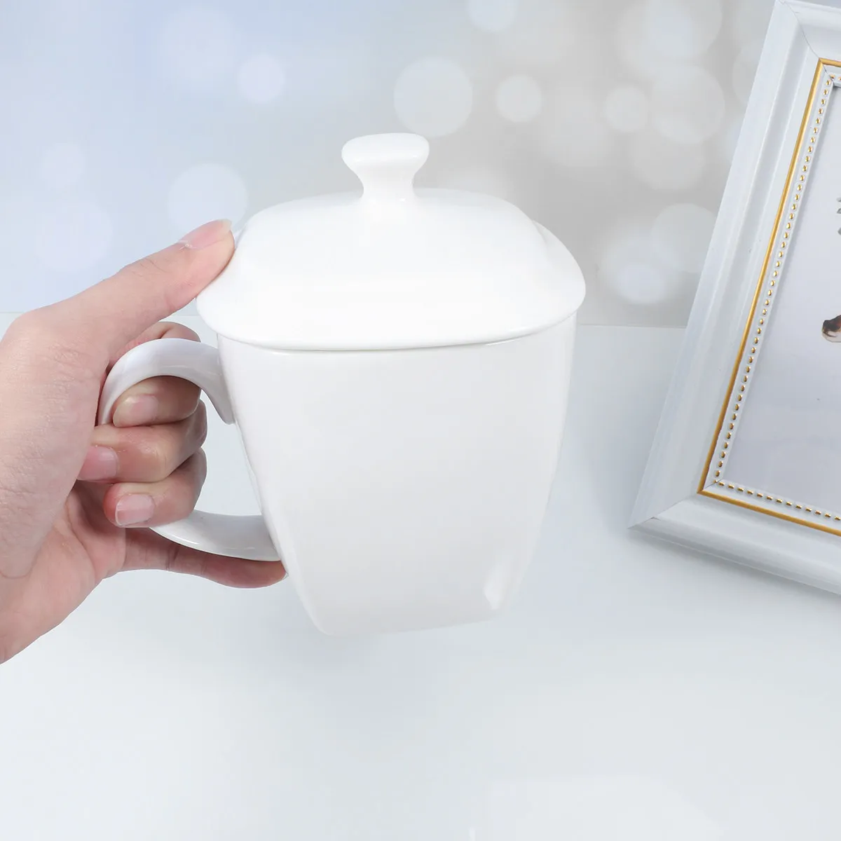 

501-600Ml Solid Color Ceramic Mug Premium Simple Design Smooth Edge Heat Resistant Handle Coffee Tea Drinkware for Home Office