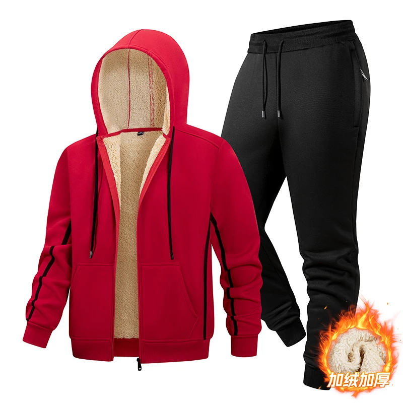 

2026 New Men's Winter Set Warm Two-Piece Jacket+Trousers Outdoor Casual Hoodie Sportswear