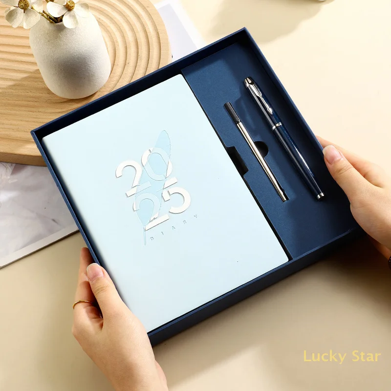 Stylish Leather Cover Weekly Monthly Planner Notebook 2025 Planner Notebook Portable A5 Agenda Diary Notebook School Supplies【a】