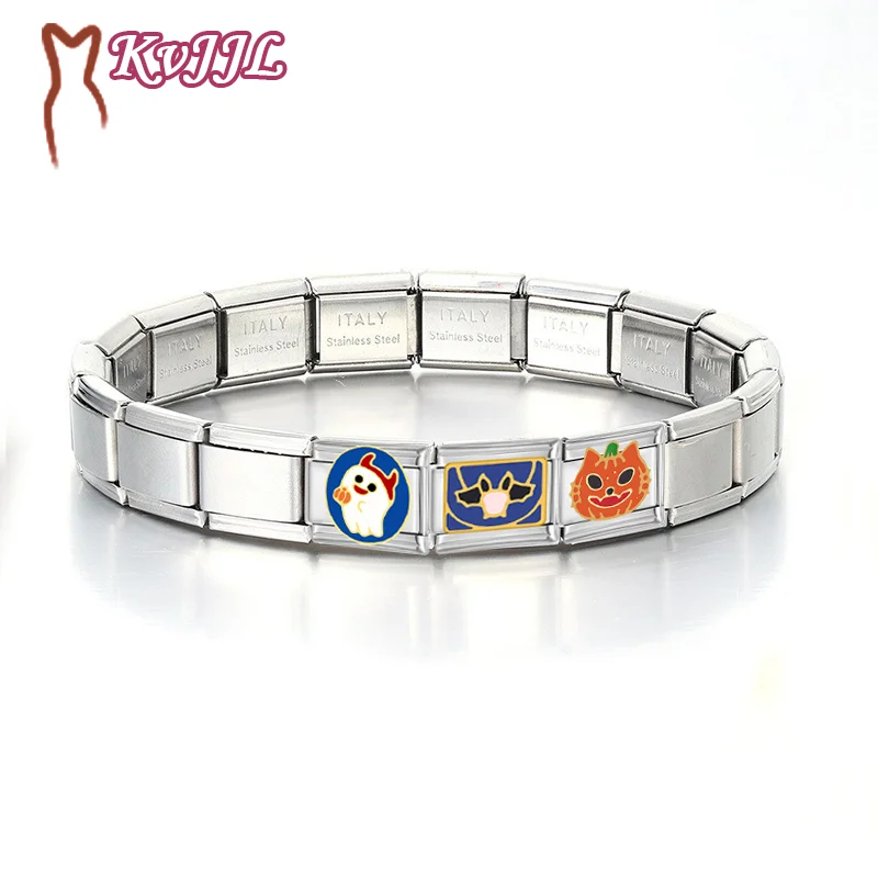 سحر الإيطالية سلسلة سوار هالوين نمط الخرز اليقطين شبح الخفافيش العنكبوت سحر صنع DIY مجوهرات زوجين الهدايا #2