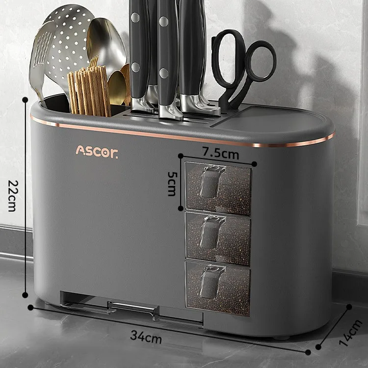 Household Kitchen Multi-functional Seasoning Storage Rack Comprehensive Spice Organizer Condiment Box Chopsticks Knife Stand
