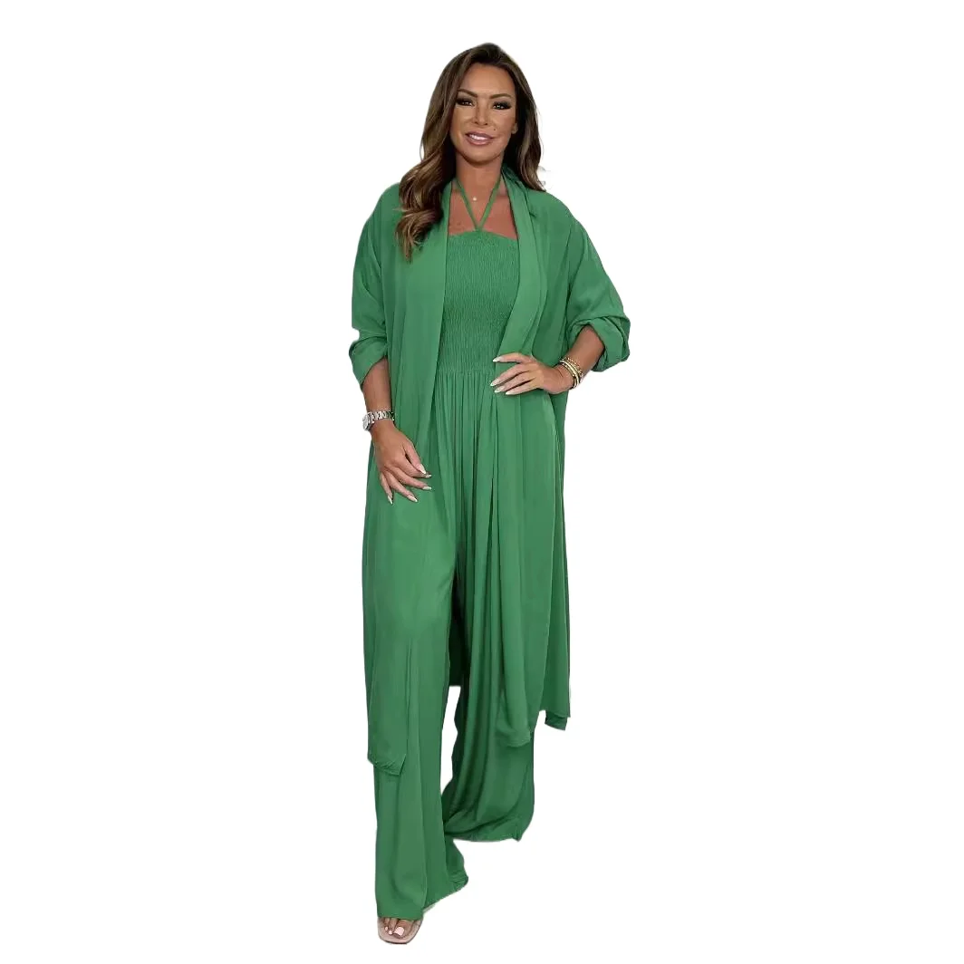 

Spring And Summer New Women's Large Size Solid Color V-neck Sleeveless Jumpsuit Wide-leg Pants Perfect Body Sculpting Jumpsuit