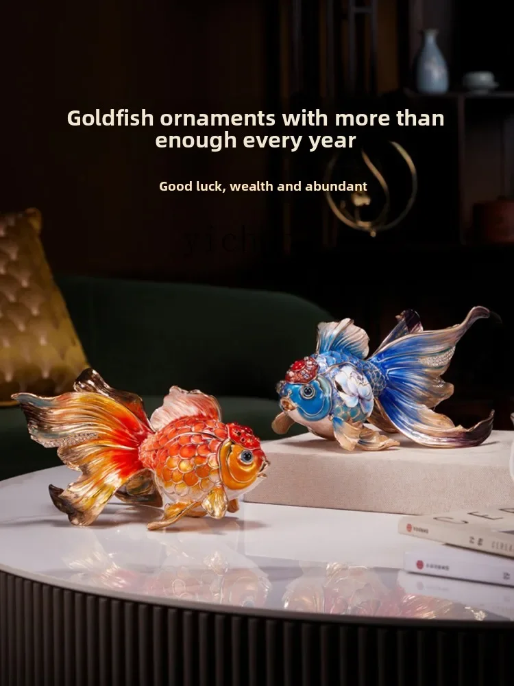 Enamel Goldfish Ornaments, Living Room Entrance Office High-end Decorations, Housewarming Gifts