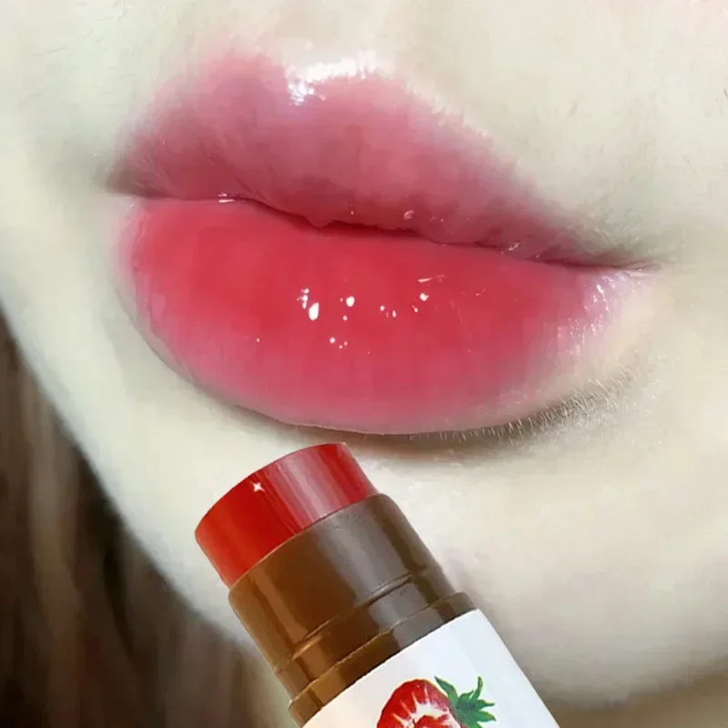 Bálsamo labial de colores para mujer, tinte hidratante de frutas bonitas, lápiz labial rojo melocotón de larga duración, resistente al agua, maquillaje cosmético, 4 colores