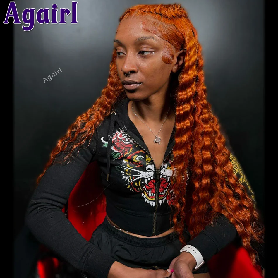 

13x6 Lace Front Wig Human Hair Ginger Orange 13X4 Loose Deep Wave Lace Frontal Wig Ready Go 5x5 Lace Closure Wigs For Women 200%