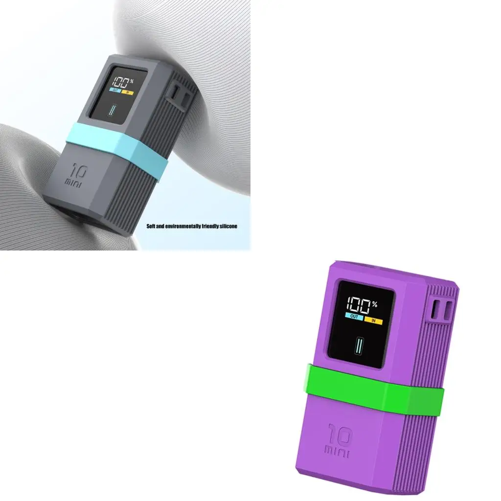 New Silicone Case For CUKTECH 10 Mini Power Bank With Anti-Loss Strap & Cable Organizer For Fast Charging