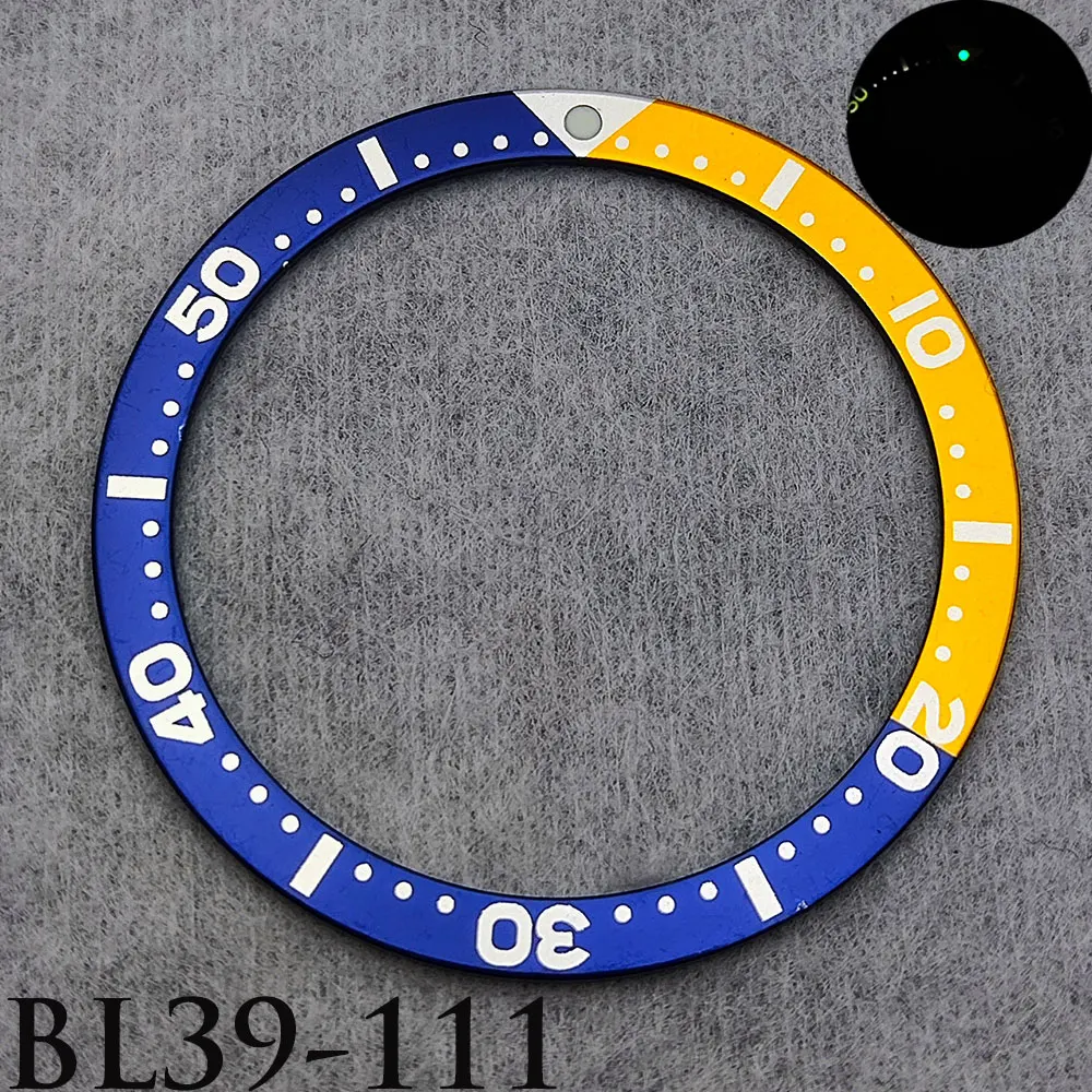 Men's Watch 39mm * 32.3mm Flat Aluminum Inlay Replacement Watch Inlay Ring Luminous Watch Accessories Inlay Replacement Parts