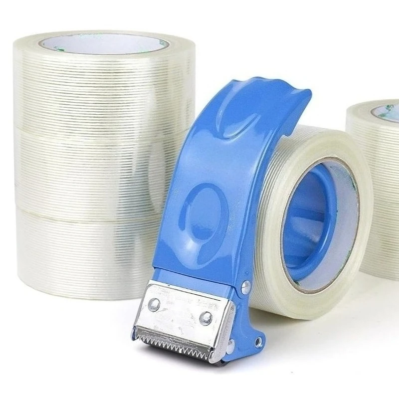Waterproof Mesh Striped Fiberglass Tape Transparent Fixing Fiber Tapes Heavy Duty Reinforced Packing Repair Adhesive Tape