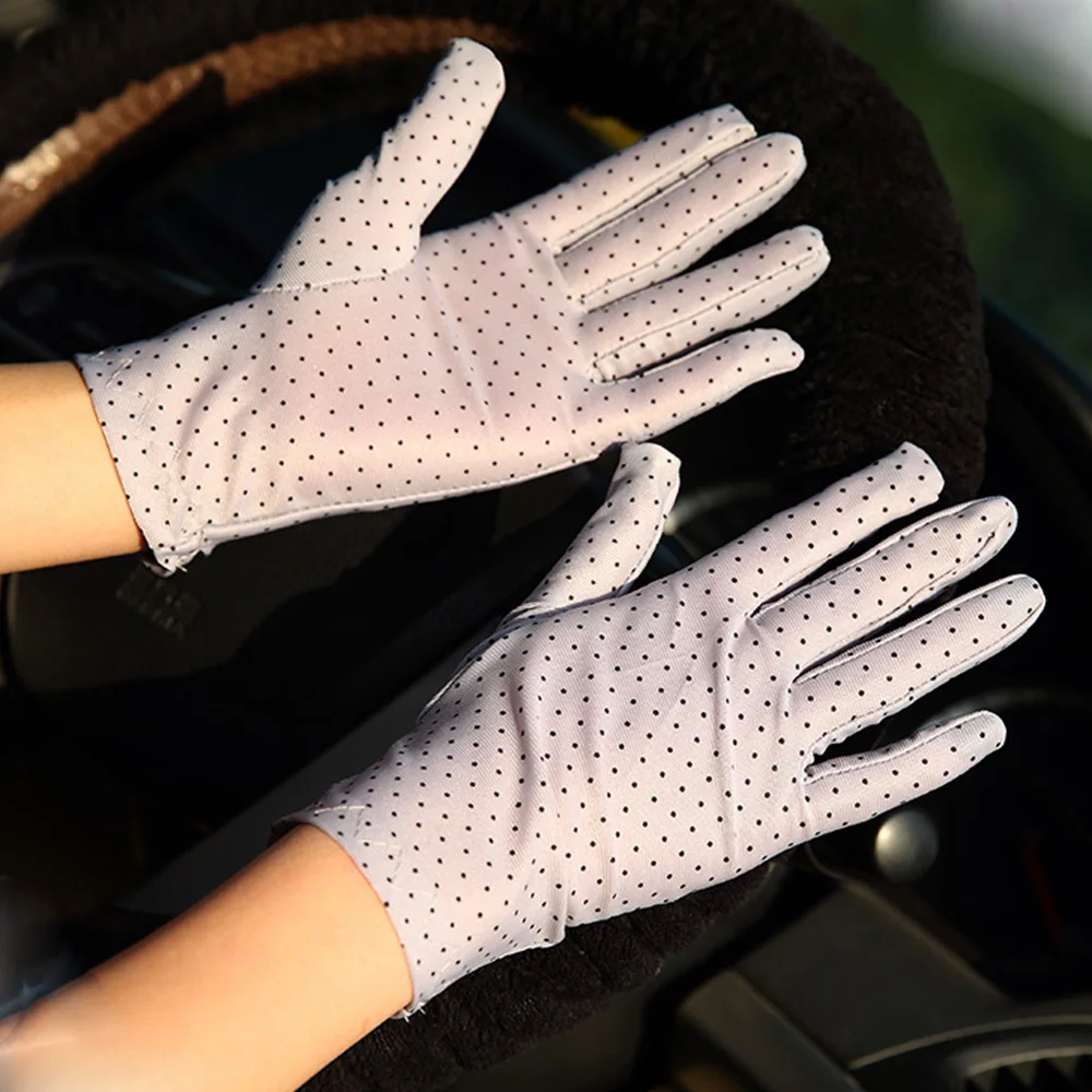 Thin Etiquette Spring Anti-UV Summer Spandex Dots Gloves Sunscreen Driving Gloves Women Gloves