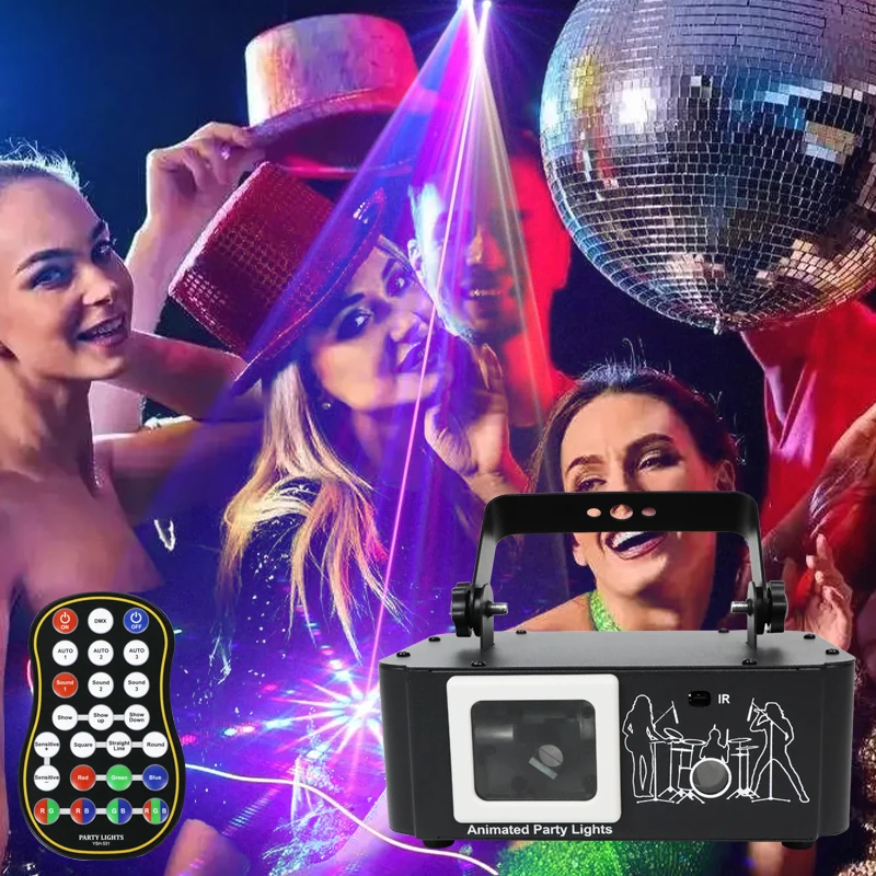 

Wuzstar New Animated Gobo Projection Light with Remote and DMX-512 Controller, DJ Party Lighting 500mW High Power Full Color