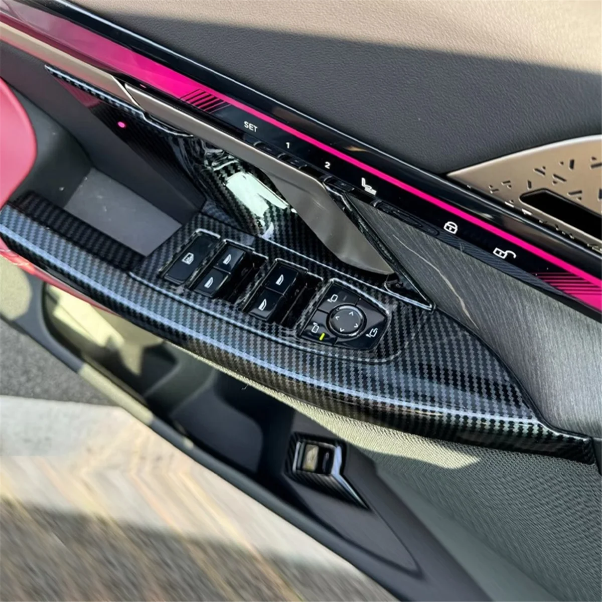 ที่ครอบสวิตช์ยก2024หน้าต่าง G60สำหรับ BMW 5 Series อุปกรณ์ตกแต่งภายใน ABS คาร์บอนไฟเบอร์