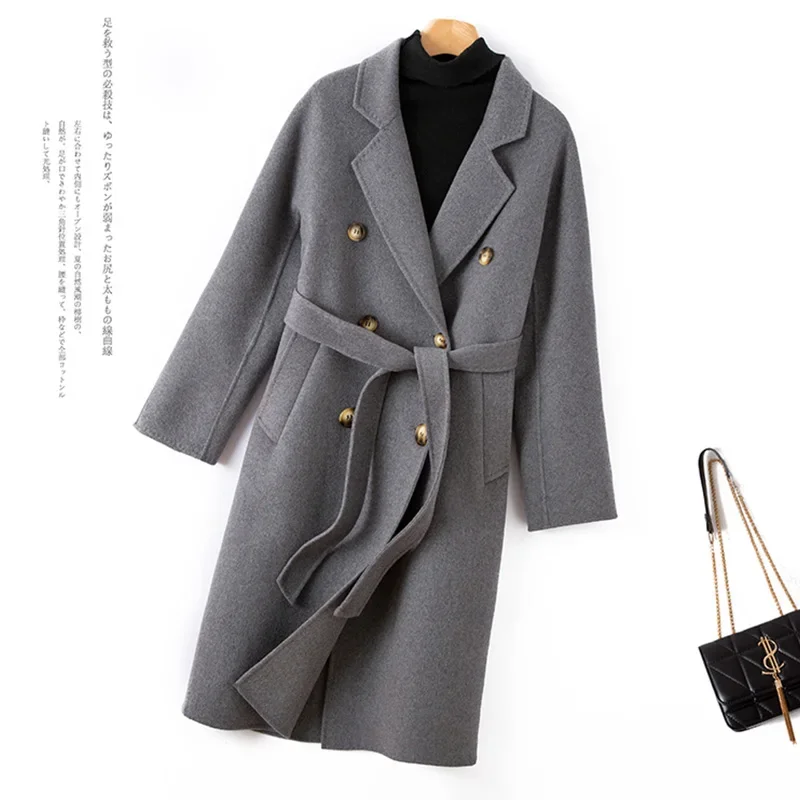 

Женское двустороннее удлиненное пальто из 100% кашемира, 202, классическое, универсальное и модное для бизнеса и отдыха