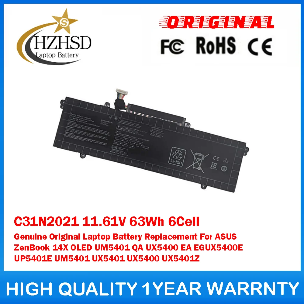 

C31N2021 11,61 В 63 Втч 6 ячеек, оригинальная замена аккумулятора для ноутбука ASUS ZenBook 14X OLED UM5401 QA UX5400 EA EGUX5400E