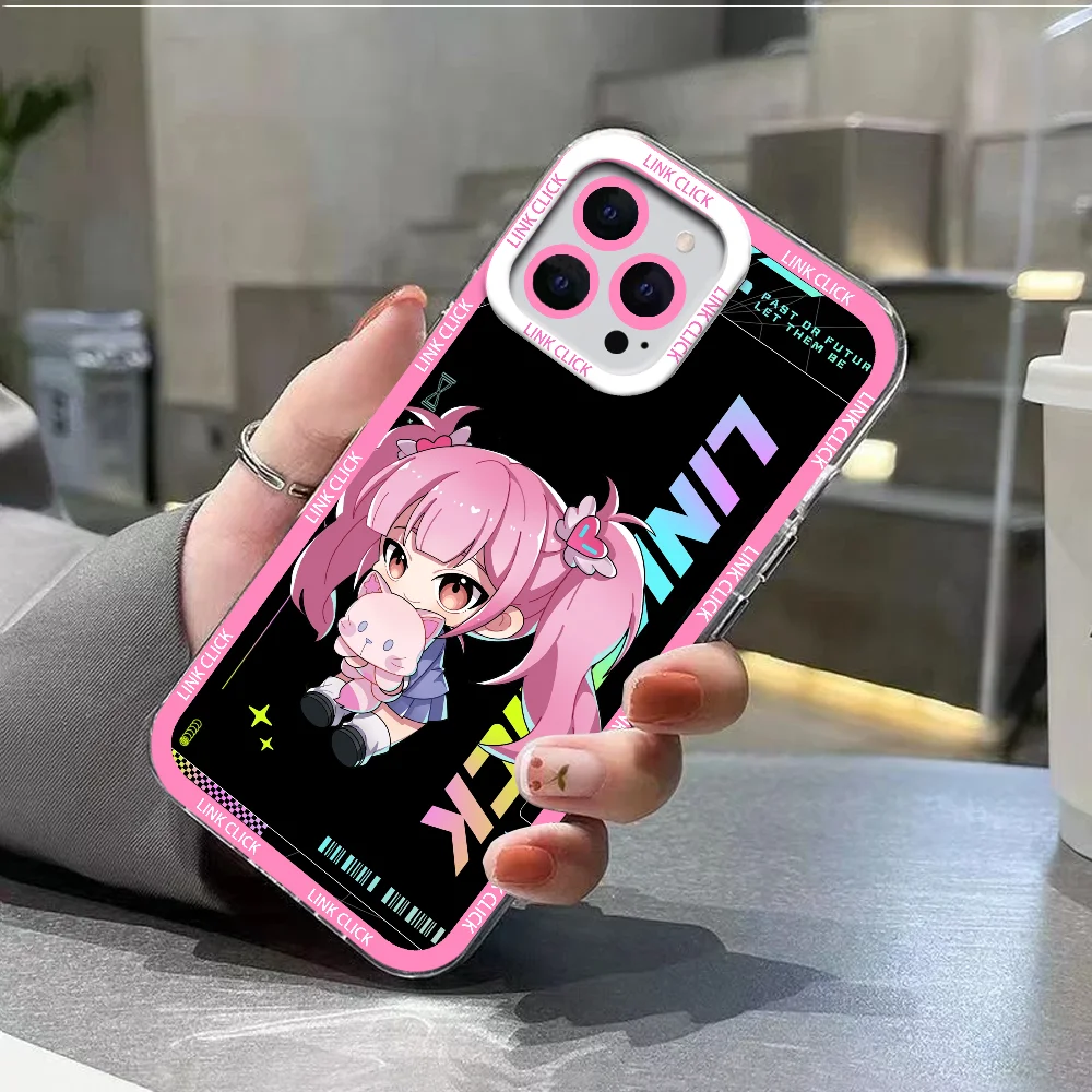 Anime L-link Click Cute Cartoon Phone Case For IPhone 12 11 13 14 15 16 17MINI Max Pro Plus Shockproof Soft Clear Back Cover Coq