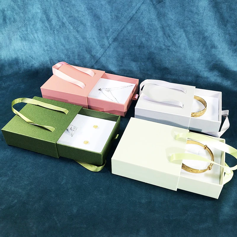 Simple Handbag Drawer-Type Jewelry Box Earrings Ring Necklace Pendant Storage Case Gifts Packaging Fashionable Jewelry Carton