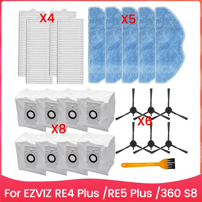 

A26T-для EZVIZ RE4 Plus/RE5 Plus для 360 S8, запасные части, боковая щетка, фильтр, швабра, тканевый мешок для пыли