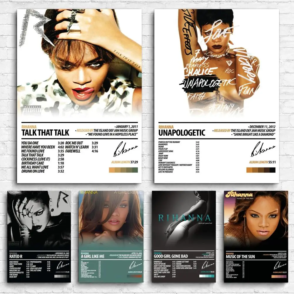 Singer Album R-RihannaS Framed Wall Painting Ready to Hang Canvas Poster for Bedroom Living Room Hallway Home Decor Gift