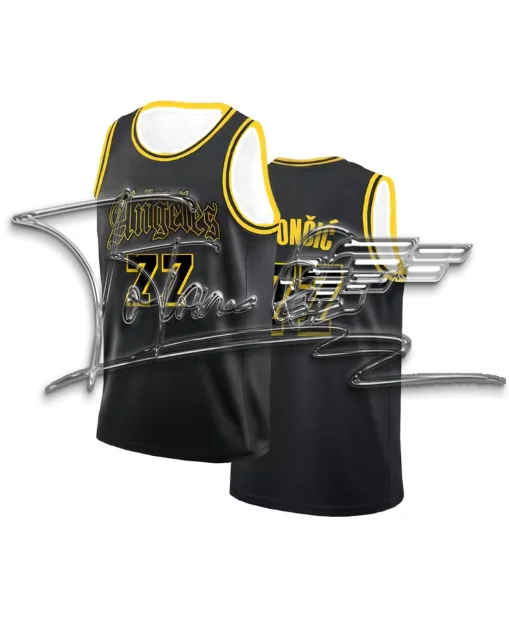 

Summer Men's Basketball Jersey Dončić Los Angeles No.77 Sleeveless Breathable Vest Embroidered Letter and Name Sports Jersey
