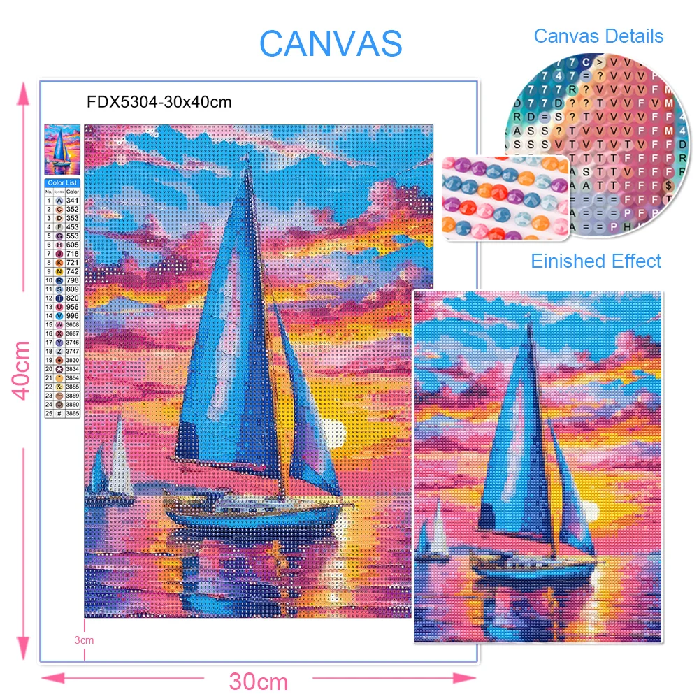DIY Diamond Painting Kit Landscape Cactus Sailboat Sunset Full Diamond Mosaic Cross Stitch Gemstone Inlay Room Decoration Gift