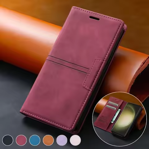 Wallet Skin Feel Magnetic Leather Case For Samsung Galaxy A55 A54 A53 A52 A35 A34 A16 A15 A06 S24 S23 Plus S22 S21 Ultra S20 FE
