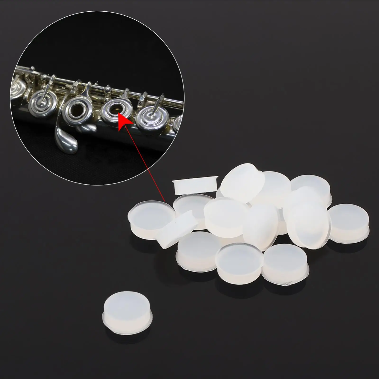 20 pcs Transparent Silicone Flute Sound Hole Plugs for Most Brands Flute, Obturator Key Cover for Beginners