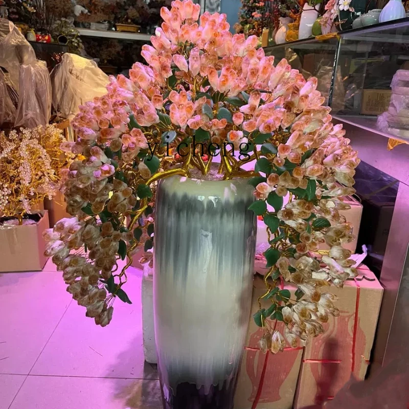 ZZ Citrine Pachira Macrocarpa Amethyst Money Tree Home Decoration Living Room Entrance and Wine Cabinet