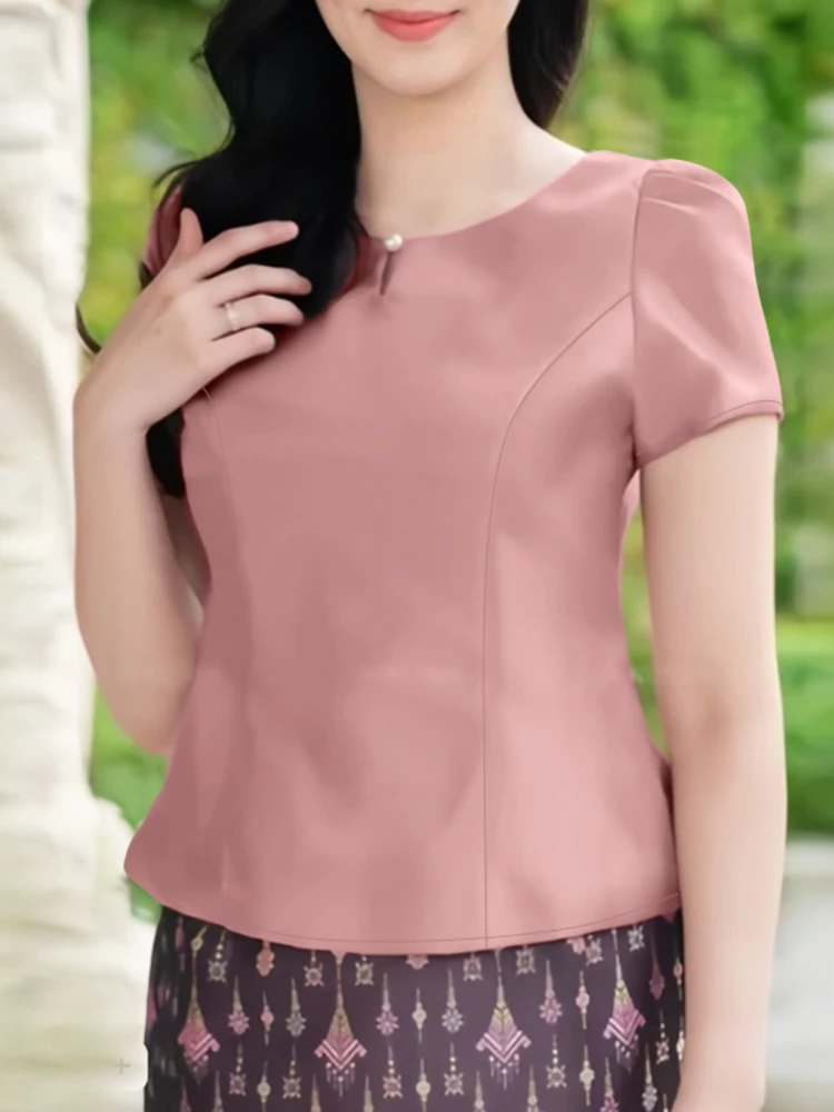 قمصان مكتب أنيقة من ZANZEA بلوزة صيفية متينة للعمل أنيقة بأكمام قصيرة وقصة ضيقة بلوزات عصرية للعطلات كبيرة الحجم