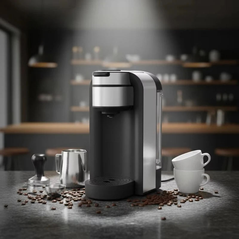 Semi-automatic electric coffee machine - plastic customizable home office business English operating language