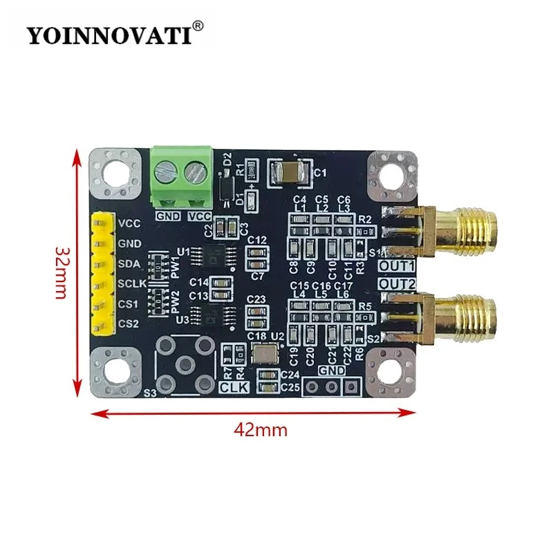 Dual-Channel AD9833 DDS Signal Generator Module, Sine/Triangle/Square Wave Output, Adjustable Frequency Phase