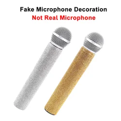 Sparkly Rhinestone Simulation Microphone Props Fake Microphone For Home Bar Party Decoration Ornaments Singing Speaking Practice