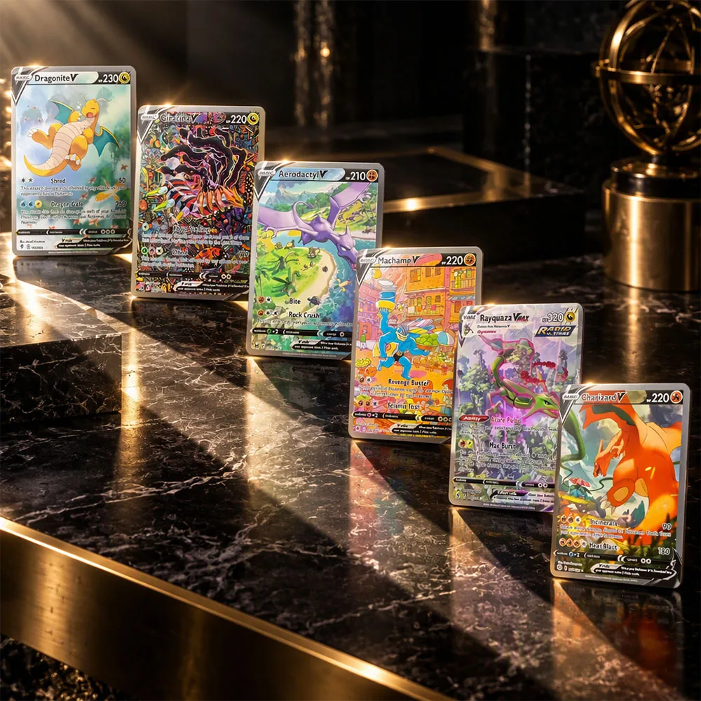 DIY TCG PKM Card Sword  Shield SS Rayquaza VMAX Charizard Giratina Dragonite Lugia V Holo Anime Game Collection Cards Gift Toy
