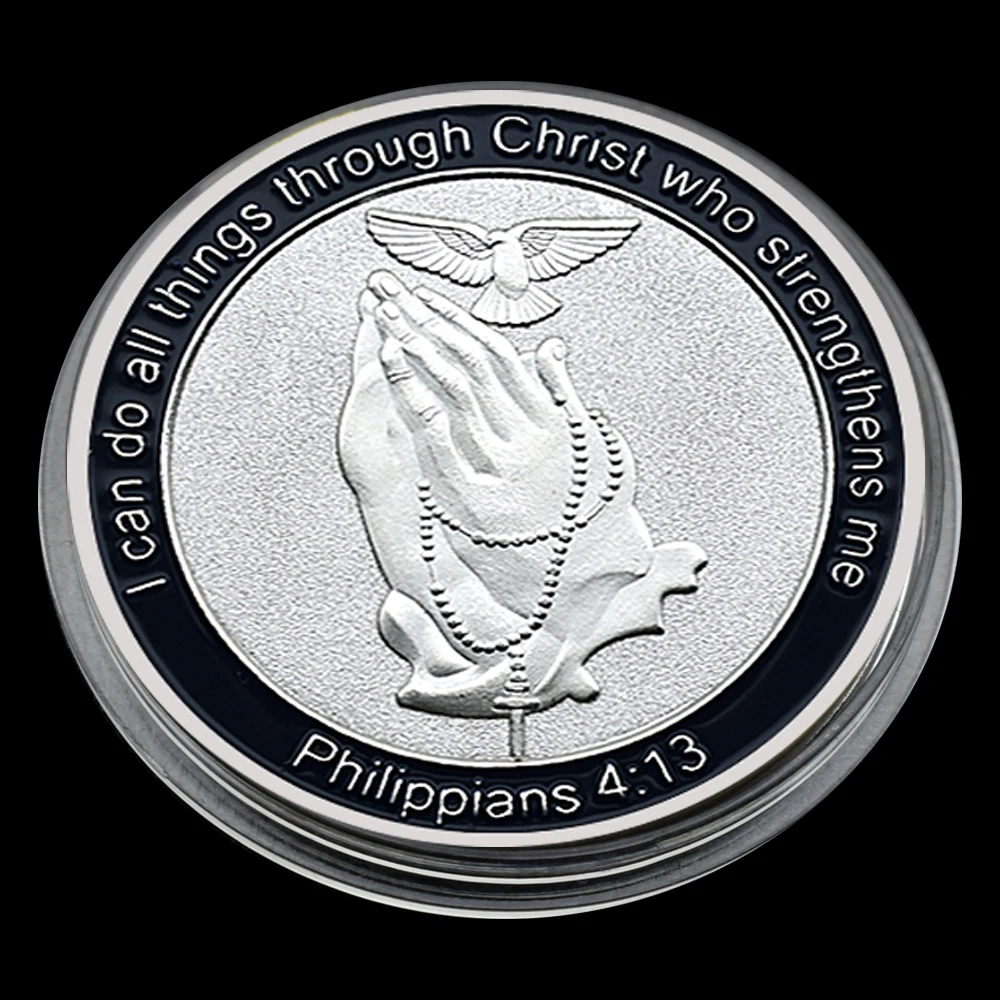 The Circular Metal  Coin Commemorative Medal Overcomes Any Difficulties and Challenges Through The Power of Christ Collect