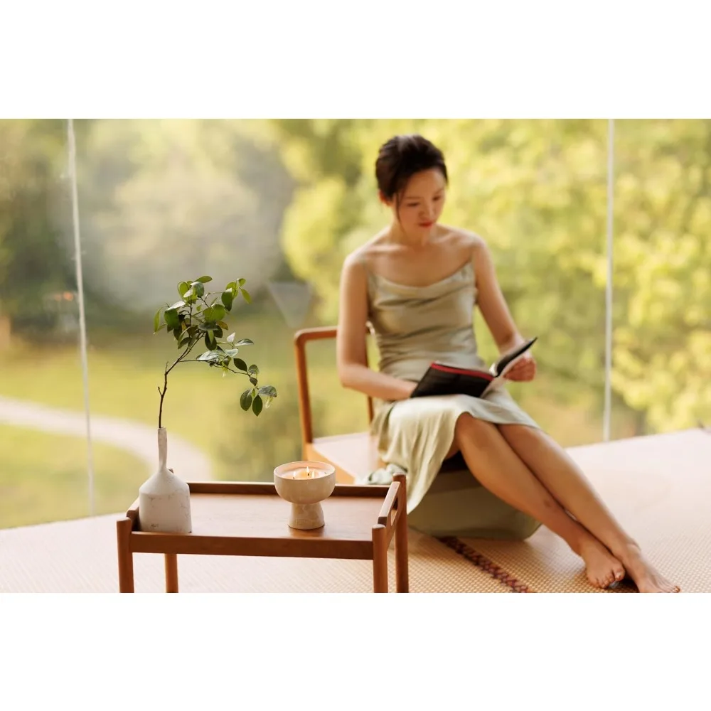 شمعة زيت عطري فاخرة من يوزو والزنجبيل، 5 شمع صويا مسبق يدويًا، فتيل قطني، حاوية سيراميك، علاج عطري طويل حرق