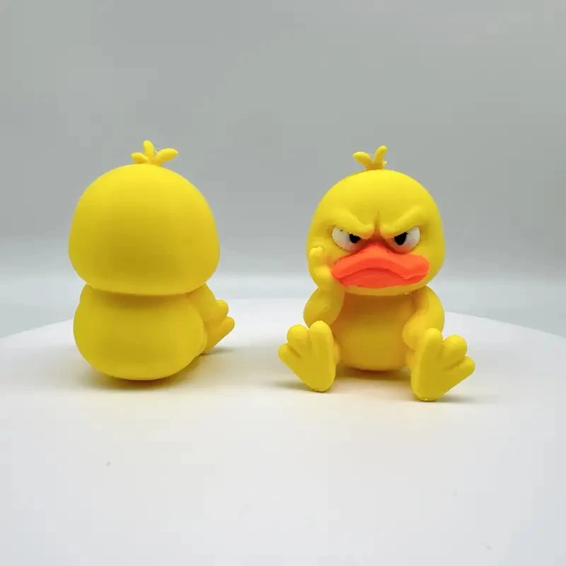 3D Printing Funny Angry Duck Statue: Yellow Figure with White Eyes – Humorous Decor for Indoor/Outdoor Home & Car