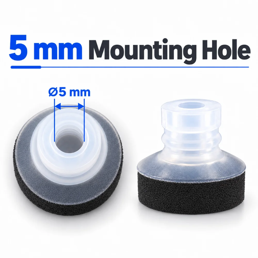 10PCS/Pack Pneumatic Vacuum Suction Cups Small Head Silicone Sponge Pad 5mm Mounting Hole for Robot Arms and Rough Surfaces