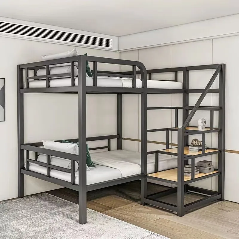 Floor bed Adult bunk bunk double loft high and low frame bed table suspended small apartment bed