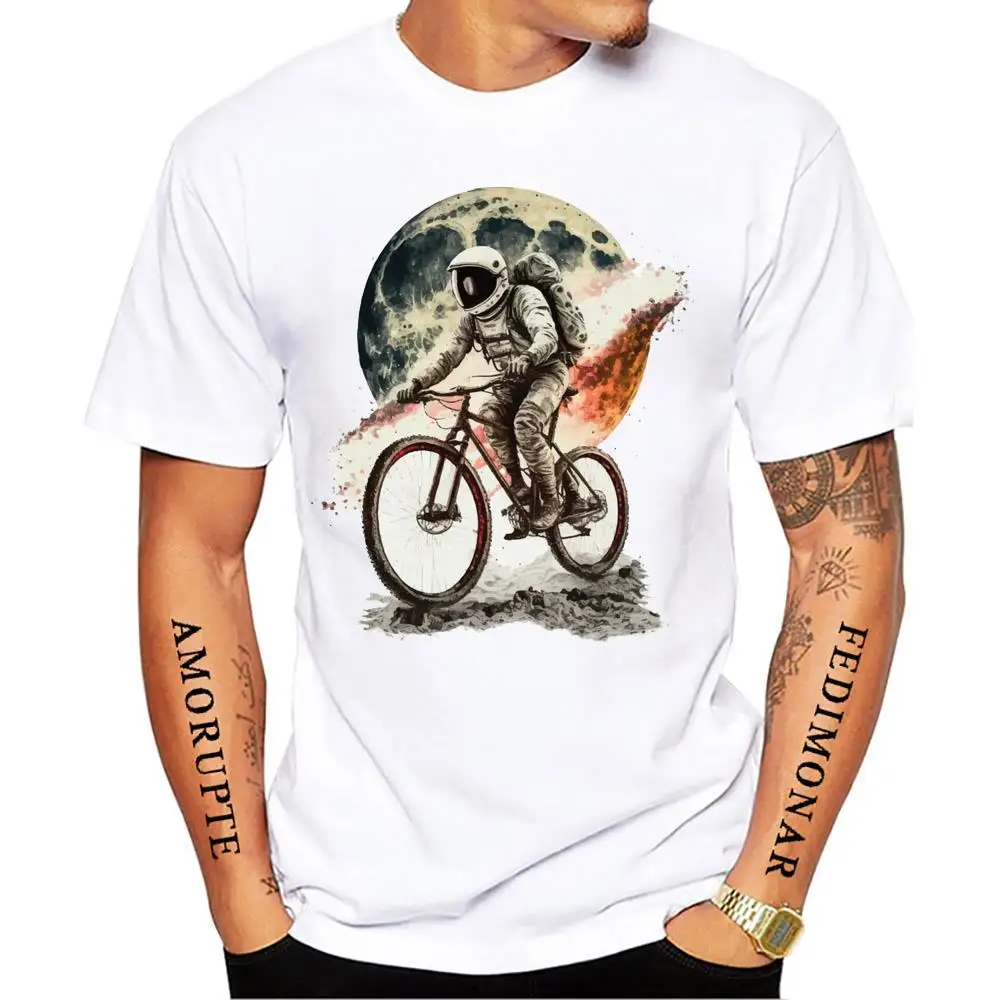 New Men's Short Sleeve Bicycle 3D Print Road Bike Sport White Casual Retro T-Shirt Summer