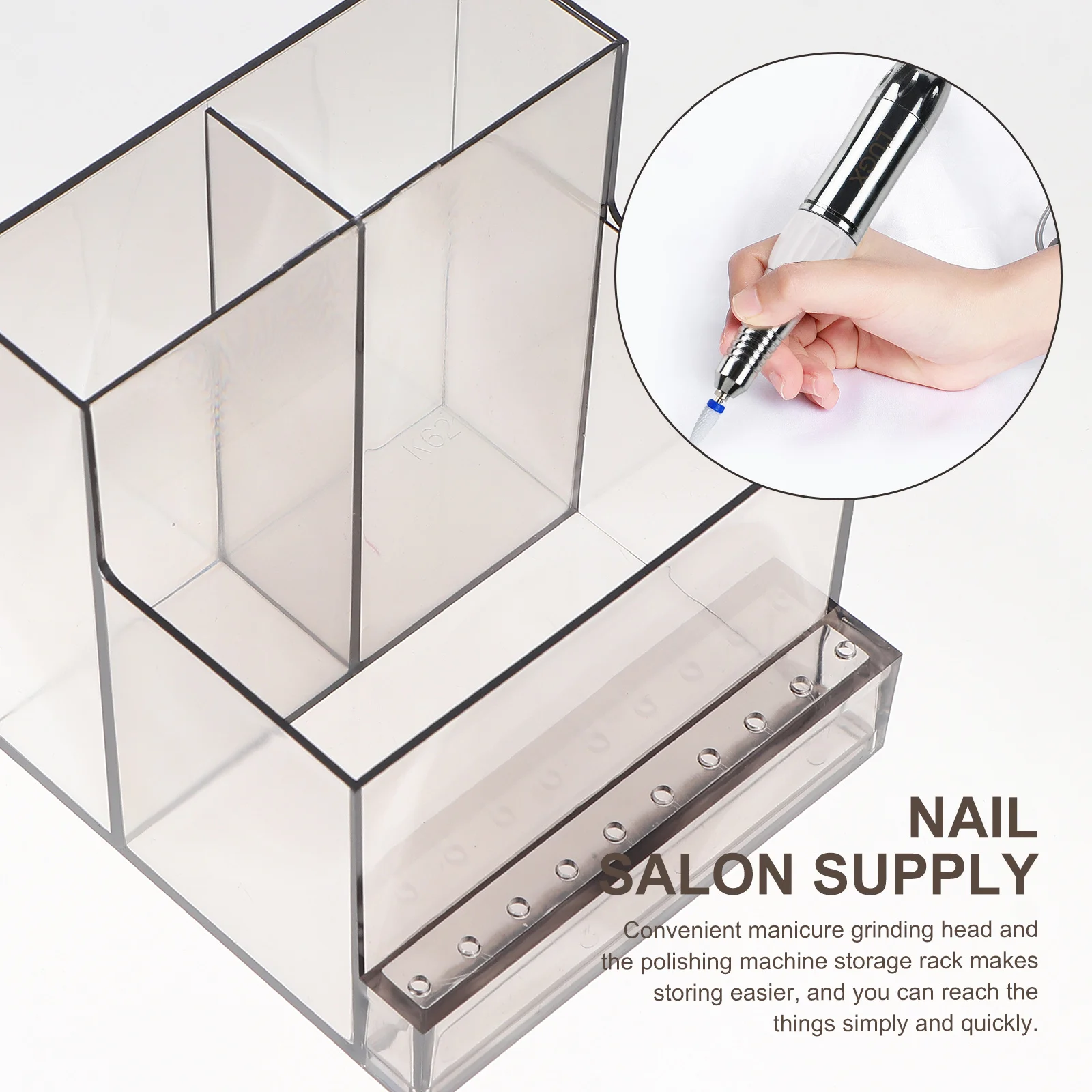 1 Stück Nagelschleif-Aufbewahrungsbox Professioneller Maniküre-Polierer Organizer-Ständer für Salon Zuhause DIY Nagelkunst Übungswerkzeuge