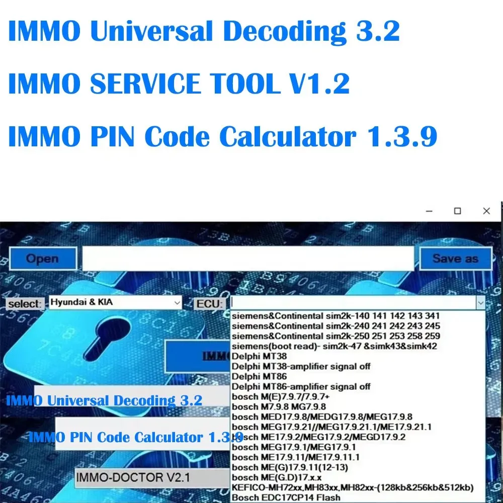 2024 Edc 17 IMMO SERVICE TOOL V1.2 PIN Code+IMMO Pin Code Calculator V1.3.9+IMMO Universal Decoding V3.2 with free Keygen