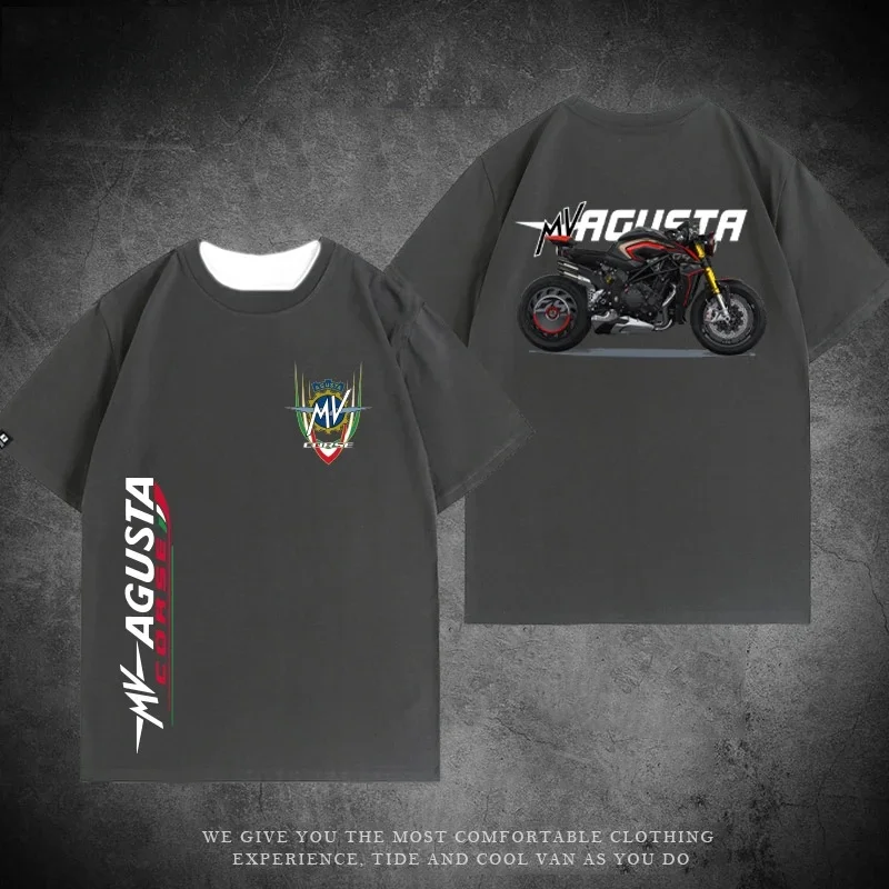 

2025 Motorcycle MV Agusta Augusta Motorcycle Club Around Men's T-shirt Summer Loose Short Sleeved Top