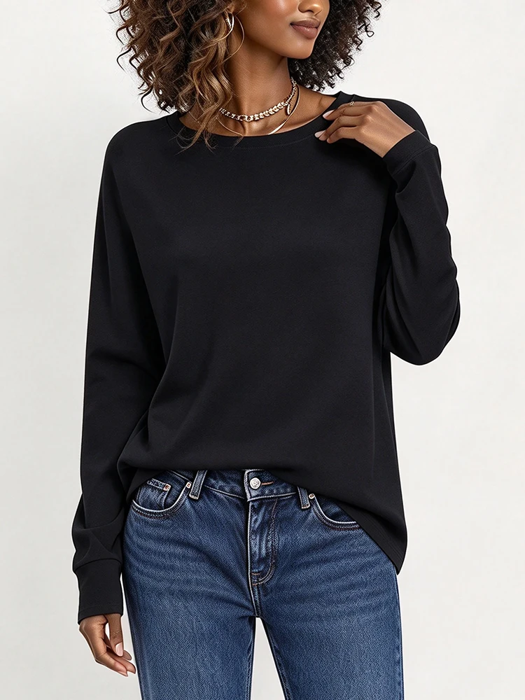 3PCS Women Y2K Solid Color Long Sleeve T Shirt Warm Casual Regular Fit Long Sleeve Tee All Season Basic Tops - view 2